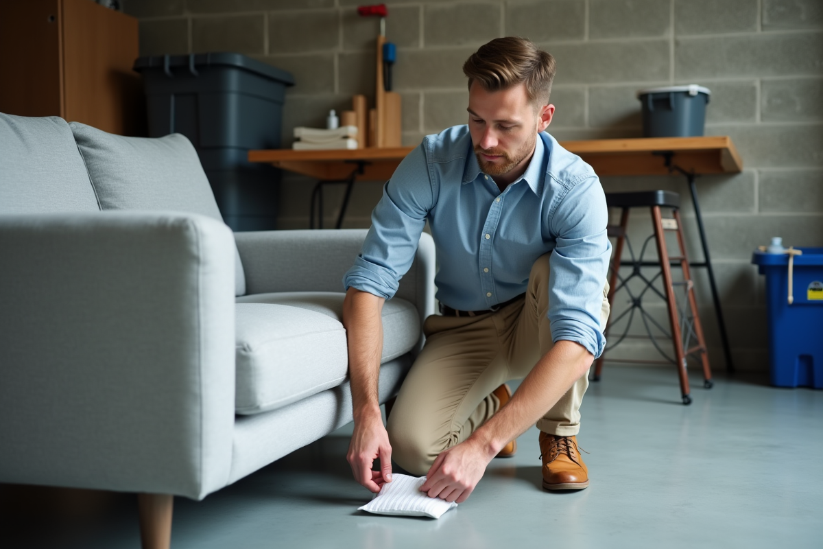 Jeune homme posant des absorbeurs d